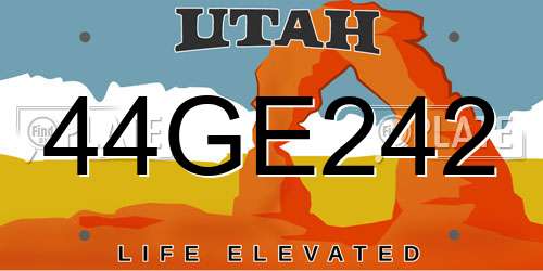 44GE242 Utah License Plate