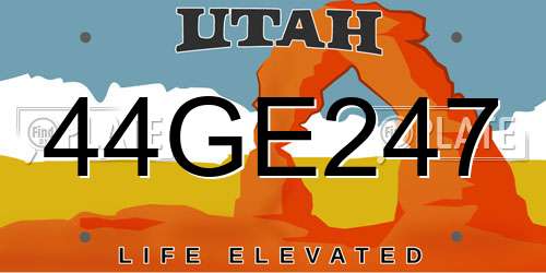 44GE247 Utah License Plate