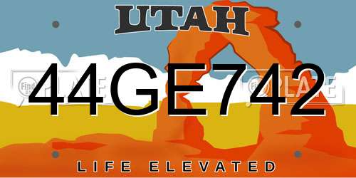 44GE742 Utah License Plate