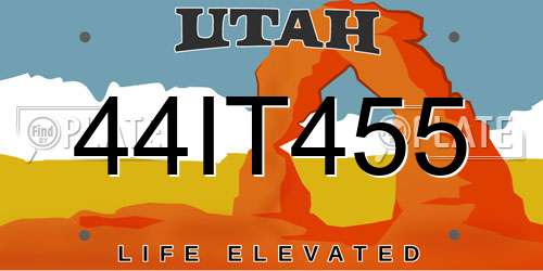 44IT455 Utah License Plate