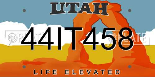 44IT458 Utah License Plate