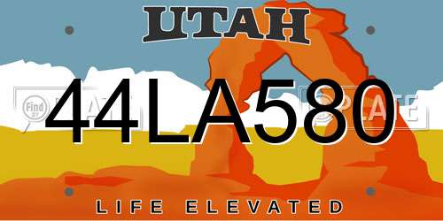 44LA580 Utah License Plate