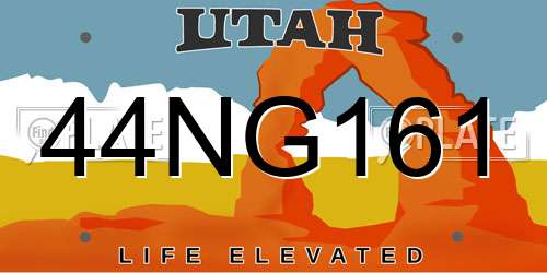 44NG161 Utah License Plate