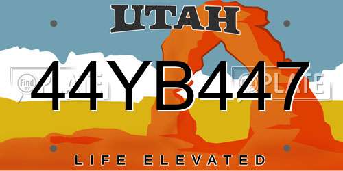 44YB447 Utah License Plate