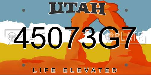 45073G7 Utah License Plate