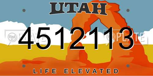 4512113 Utah License Plate
