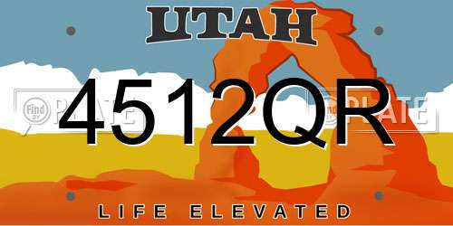 4512QR Utah License Plate
