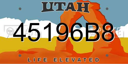 45196B8 Utah License Plate