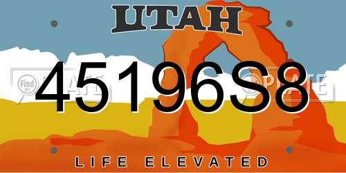 45196S8 Utah License Plate