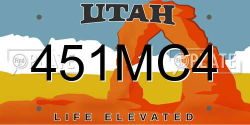 451MC4 Utah License Plate