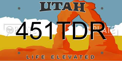 451TDR Utah License Plate