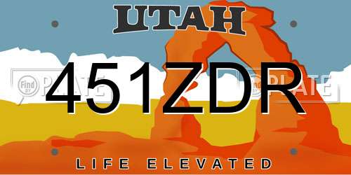 451ZDR Utah License Plate