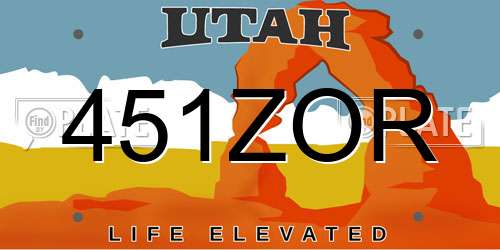451ZOR Utah License Plate