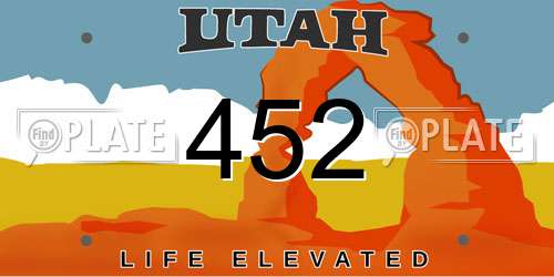 452 Utah License Plate