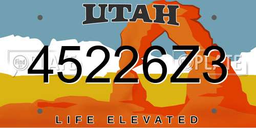 45226Z3 Utah License Plate