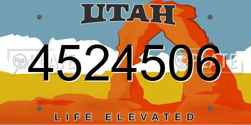 4524506 Utah License Plate