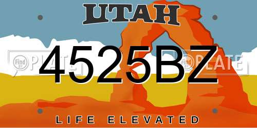 4525BZ Utah License Plate