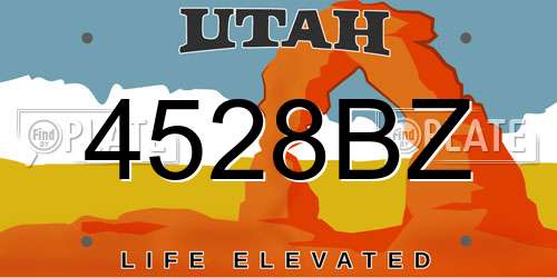 4528BZ Utah License Plate