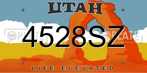 4528SZ Utah License Plate