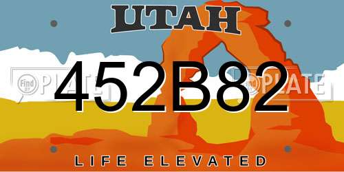 452B82 Utah License Plate