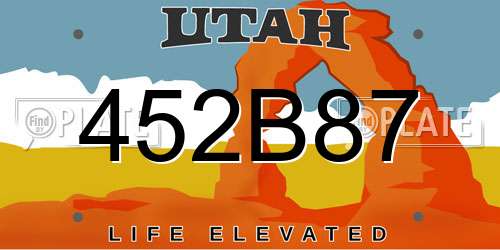 452B87 Utah License Plate