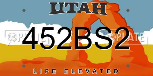 452BS2 Utah License Plate