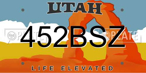 452BSZ Utah License Plate