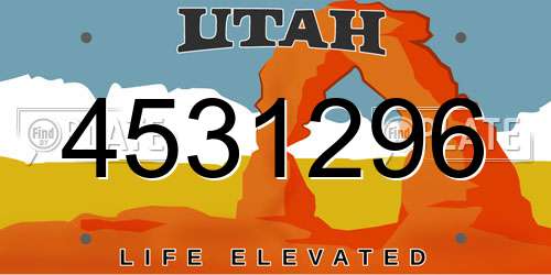 4531296 Utah License Plate