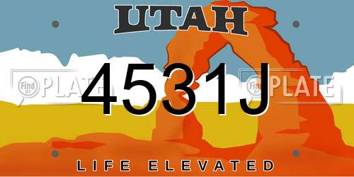4531J Utah License Plate