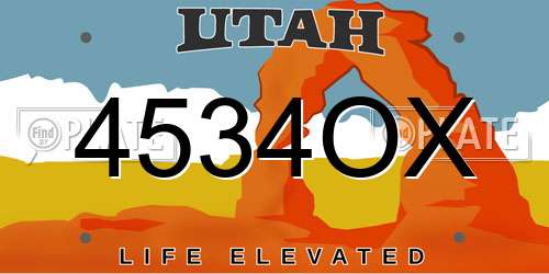 4534OX Utah License Plate