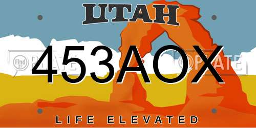 453AOX Utah License Plate
