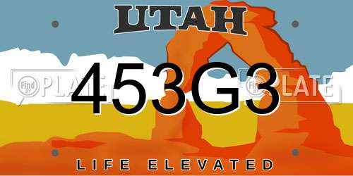 453G3 Utah License Plate