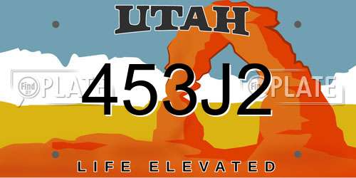 453J2 Utah License Plate