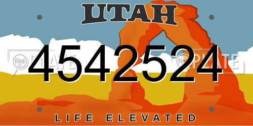 4542524 Utah License Plate