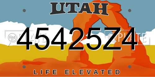 45425Z4 Utah License Plate