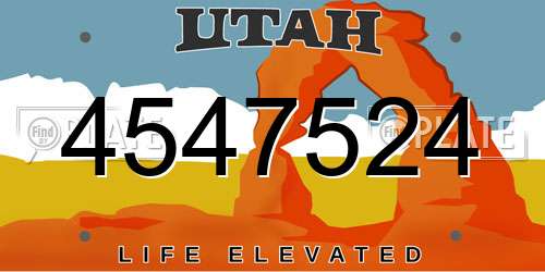 4547524 Utah License Plate