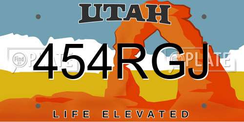 454RGJ Utah License Plate