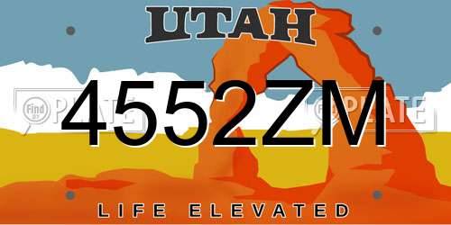 4552ZM Utah License Plate
