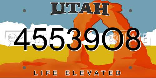 45539O8 Utah License Plate