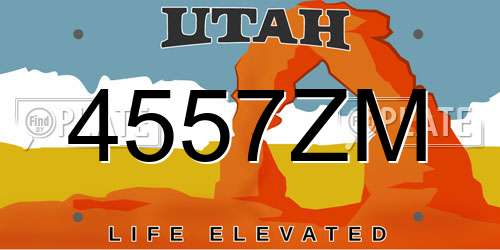 4557ZM Utah License Plate