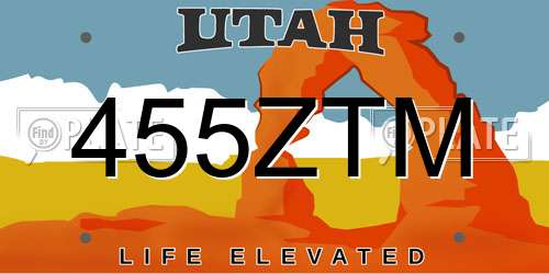 455ZTM Utah License Plate