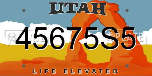 45675S5 Utah License Plate