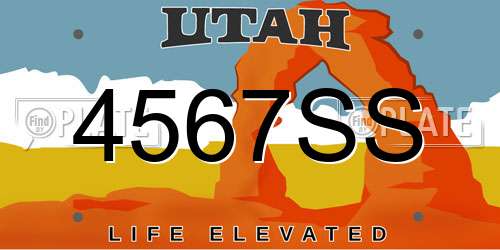 4567SS Utah License Plate
