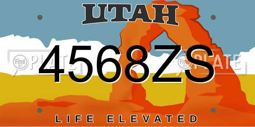 4568ZS Utah License Plate