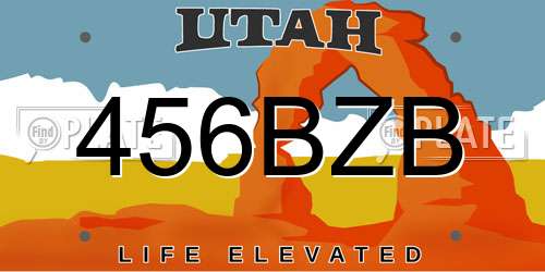 456BZB Utah License Plate