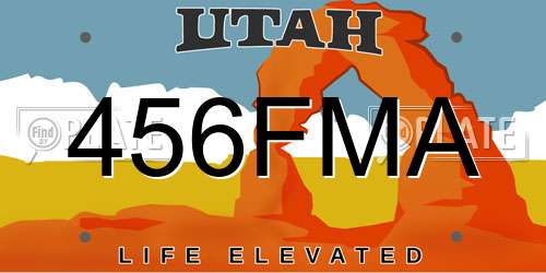 456FMA Utah License Plate