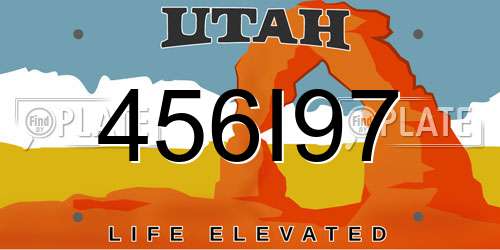 456I97 Utah License Plate