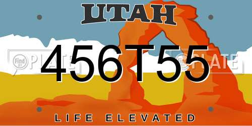 456T55 Utah License Plate