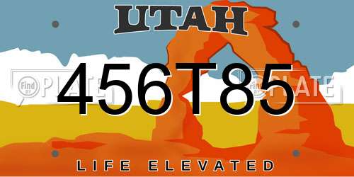 456T85 Utah License Plate