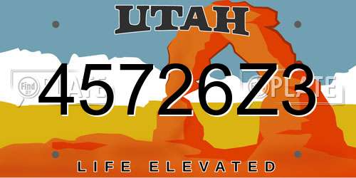 45726Z3 Utah License Plate